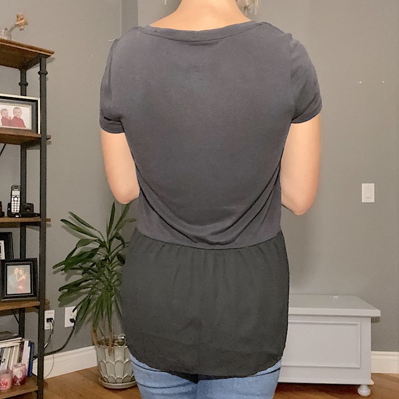 Juicy Couture Black Short Sleeve Top with Sheer Ruffle Bottom - Picture 6 of 7
